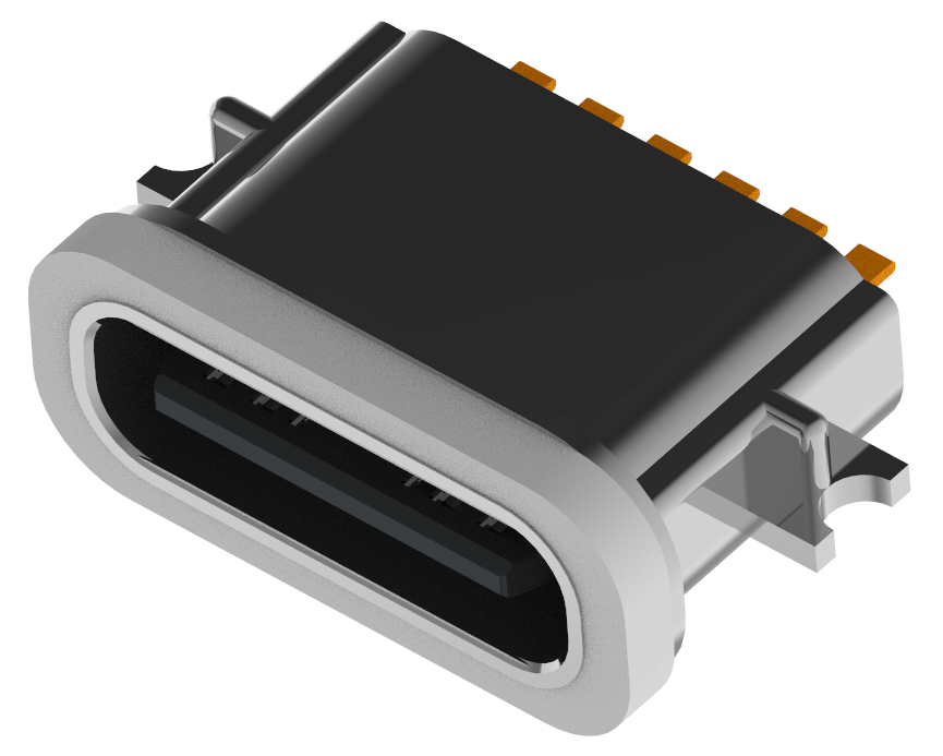 XB-ATCF-06-011-X TYPE C 6P 沉板1.6防水母座L=6.7mm(外壳锌合金)